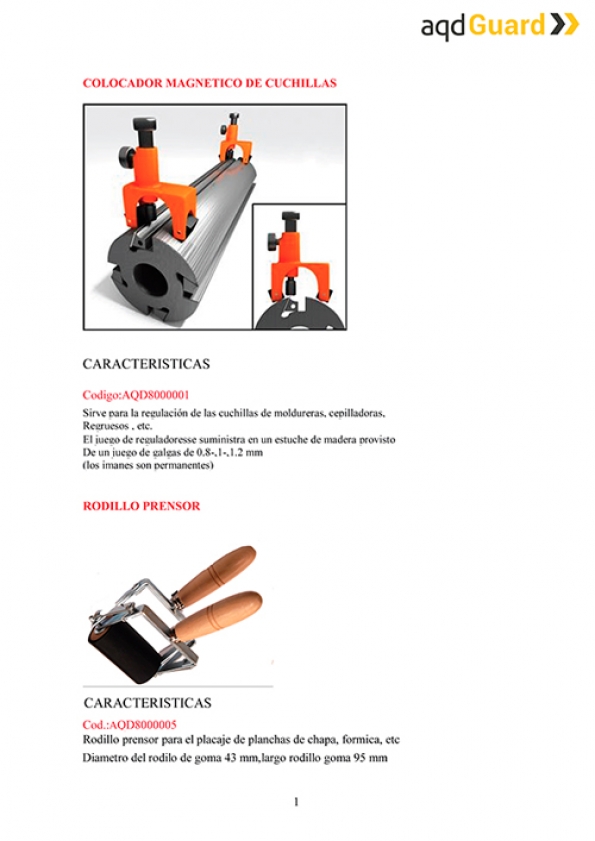Catálogo AQD - Protecciones para máquinas especializadas en el tratamiento de madera
